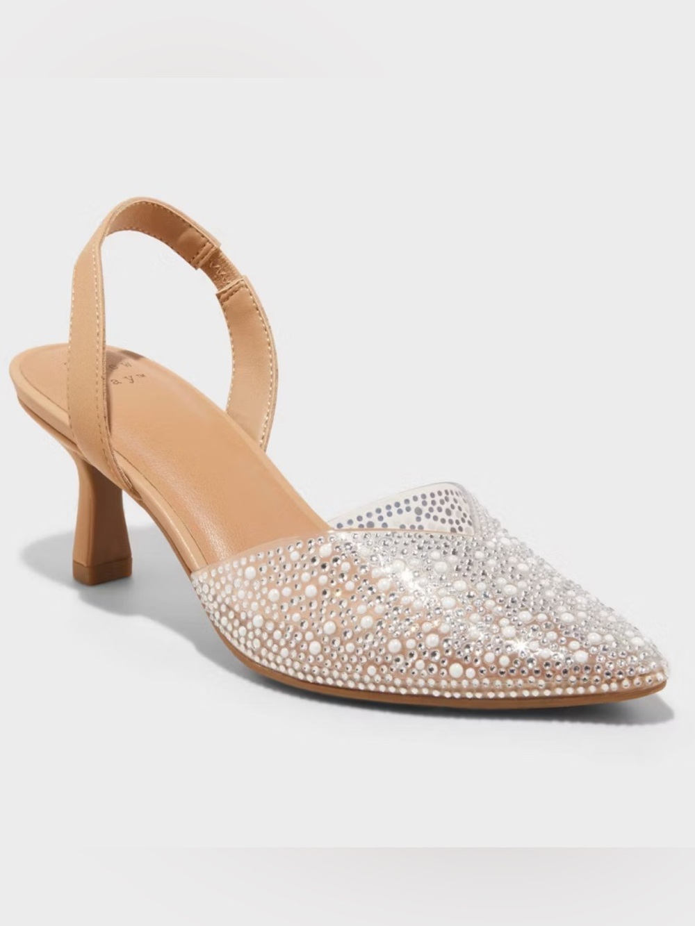 A New Day - Women's Isabel Embellished Slingback Kitten Pumps Size 6